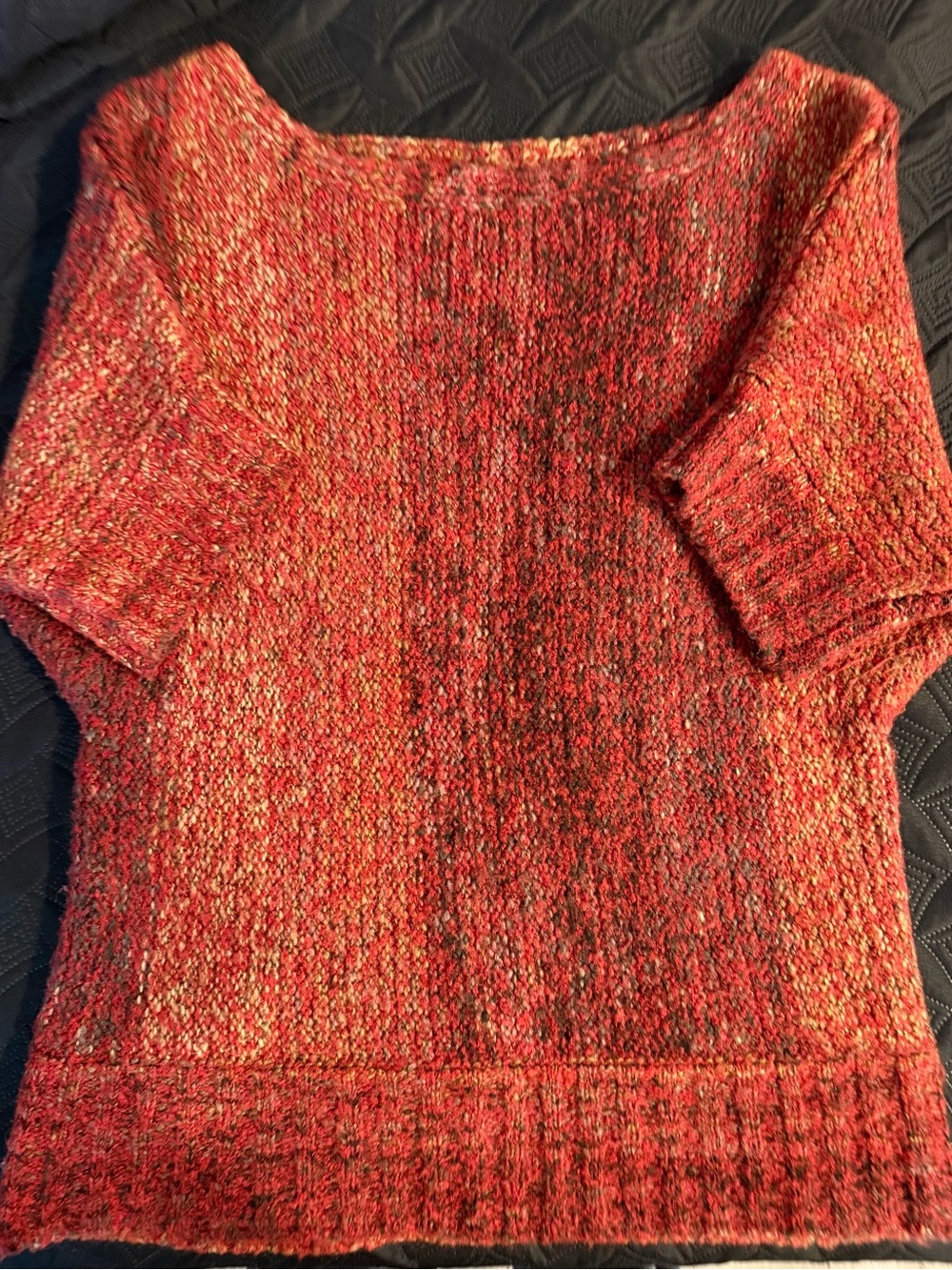 The Limited Red Multitone Short-Sleeve Crewneck Sweater